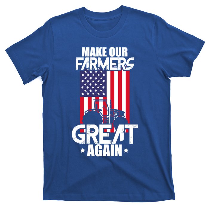 Make Our Farmer Great Again American Farmer Usa Flag Farming Gift T-Shirt