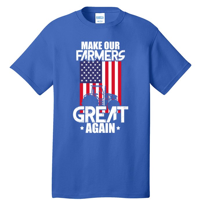 Make Our Farmer Great Again American Farmer Usa Flag Farming Gift Tall T-Shirt