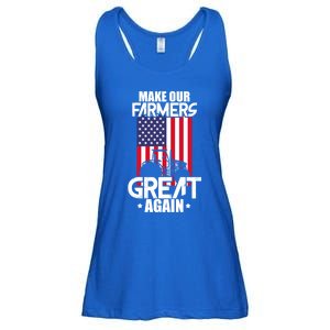 Make Our Farmer Great Again American Farmer Usa Flag Farming Gift Ladies Essential Flowy Tank