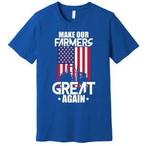 Make Our Farmer Great Again American Farmer Usa Flag Farming Gift Premium T-Shirt