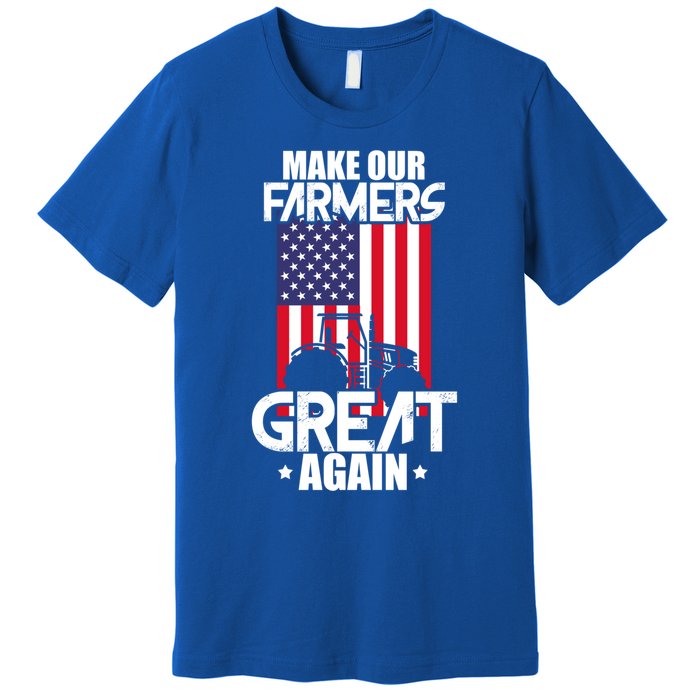 Make Our Farmer Great Again American Farmer Usa Flag Farming Gift Premium T-Shirt