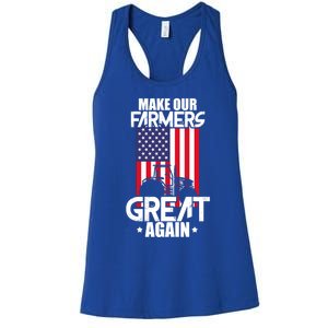 Make Our Farmer Great Again American Farmer Usa Flag Farming Gift Women's Racerback Tank