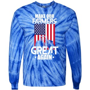 Make Our Farmer Great Again American Farmer Usa Flag Farming Gift Tie-Dye Long Sleeve Shirt