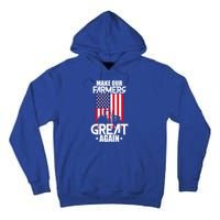 Make Our Farmer Great Again American Farmer Usa Flag Farming Gift Tall Hoodie