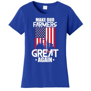 Make Our Farmer Great Again American Farmer Usa Flag Farming Gift Women's T-Shirt