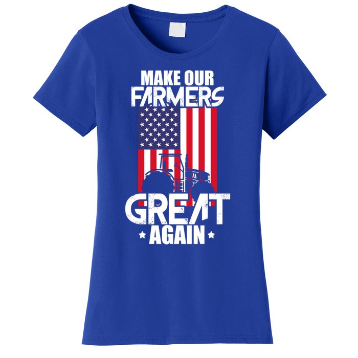 Make Our Farmer Great Again American Farmer Usa Flag Farming Gift Women's T-Shirt