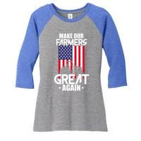 Make Our Farmer Great Again American Farmer Usa Flag Farming Gift Women's Tri-Blend 3/4-Sleeve Raglan Shirt