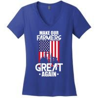 Make Our Farmer Great Again American Farmer Usa Flag Farming Gift Women's V-Neck T-Shirt