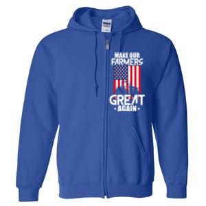 Make Our Farmer Great Again American Farmer Usa Flag Farming Gift Full Zip Hoodie