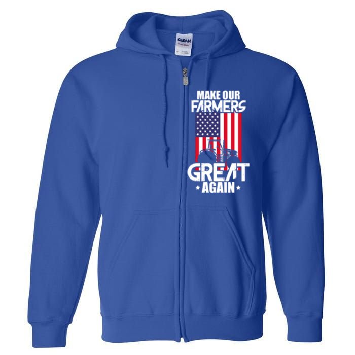 Make Our Farmer Great Again American Farmer Usa Flag Farming Gift Full Zip Hoodie