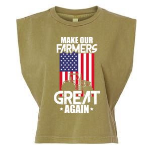 Make Our Farmer Great Again American Farmer Usa Flag Farming Gift Garment-Dyed Women's Muscle Tee