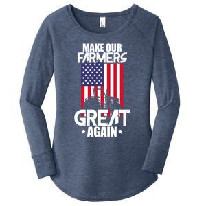 Make Our Farmer Great Again American Farmer Usa Flag Farming Gift Women's Perfect Tri Tunic Long Sleeve Shirt