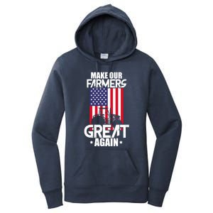 Make Our Farmer Great Again American Farmer Usa Flag Farming Gift Women's Pullover Hoodie