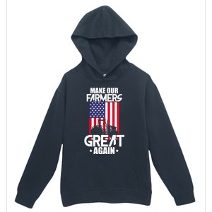 Make Our Farmer Great Again American Farmer Usa Flag Farming Gift Urban Pullover Hoodie