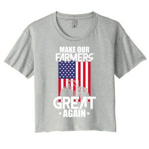 Make Our Farmer Great Again American Farmer Usa Flag Farming Gift Women's Crop Top Tee