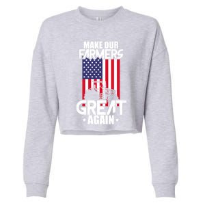 Make Our Farmer Great Again American Farmer Usa Flag Farming Gift Cropped Pullover Crew