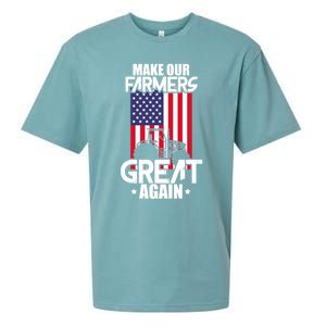 Make Our Farmer Great Again American Farmer Usa Flag Farming Gift Sueded Cloud Jersey T-Shirt