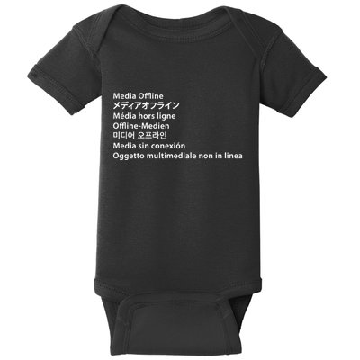 Media Offline Funny Sarcastic Video Editor Error Baby Bodysuit