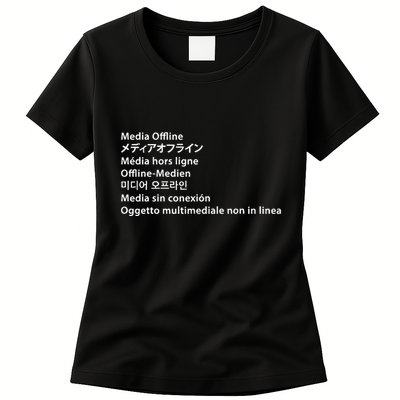 Media Offline Funny Sarcastic Video Editor Error Womens T-Shirt