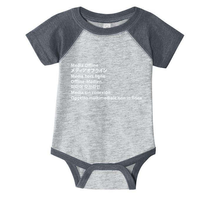 Media Offline Funny Sarcastic Video Editor Error Infant Baby Jersey Bodysuit
