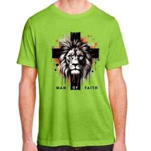 Man Of Faith Lion Of Juda Jesus Christ Cross Christian Catholic Adult ChromaSoft Performance T-Shirt