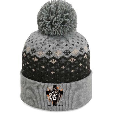 Man Of Faith Lion Of Juda Jesus Christ Cross Christian Catholic The Baniff Cuffed Pom Beanie