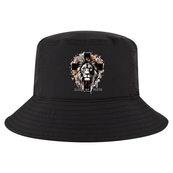 Man Of Faith Lion Of Juda Jesus Christ Cross Christian Catholic Cool Comfort Performance Bucket Hat