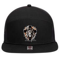 Man Of Faith Lion Of Juda Jesus Christ Cross Christian Catholic 7 Panel Mesh Trucker Snapback Hat