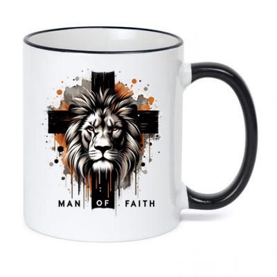 Man Of Faith Lion Of Juda Jesus Christ Cross Christian Catholic 11oz Black Color Changing Mug