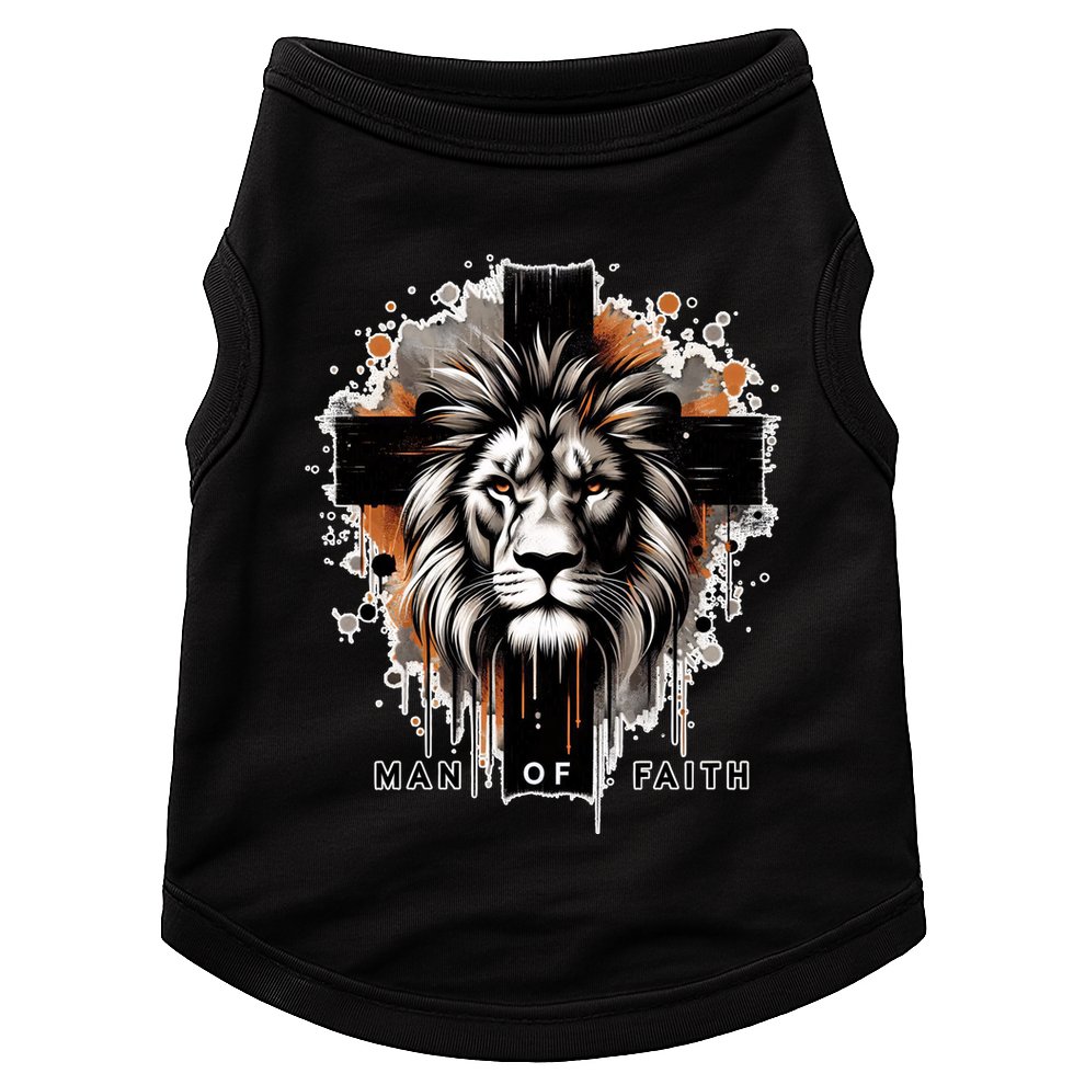 Man Of Faith Lion Of Juda Jesus Christ Cross Christian Catholic Doggie Tank