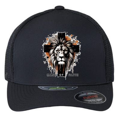 Man Of Faith Lion Of Juda Jesus Christ Cross Christian Catholic Flexfit Unipanel Trucker Cap