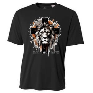 Man Of Faith Lion Of Juda Jesus Christ Cross Christian Catholic Cooling Performance Crew T-Shirt