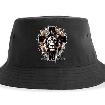 Man Of Faith Lion Of Juda Jesus Christ Cross Christian Catholic Sustainable Bucket Hat