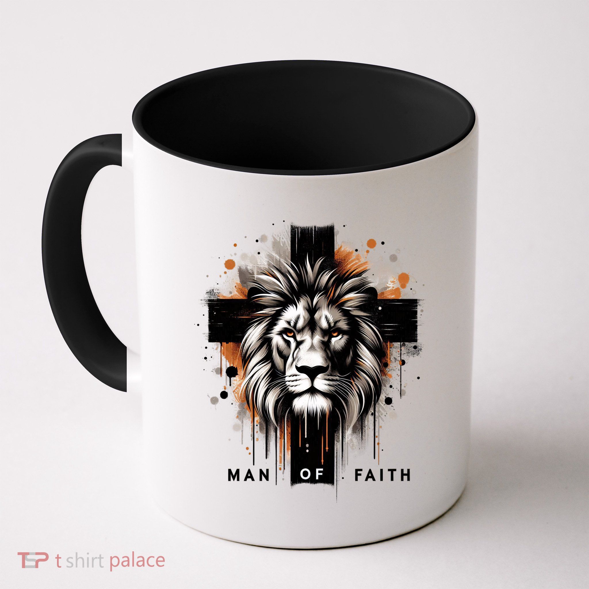 Man Of Faith Lion Of Juda Jesus Christ Cross Christian Catholic Mug