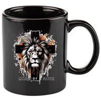 Man Of Faith Lion Of Juda Jesus Christ Cross Christian Catholic 11oz C Handle Ceramic Mug