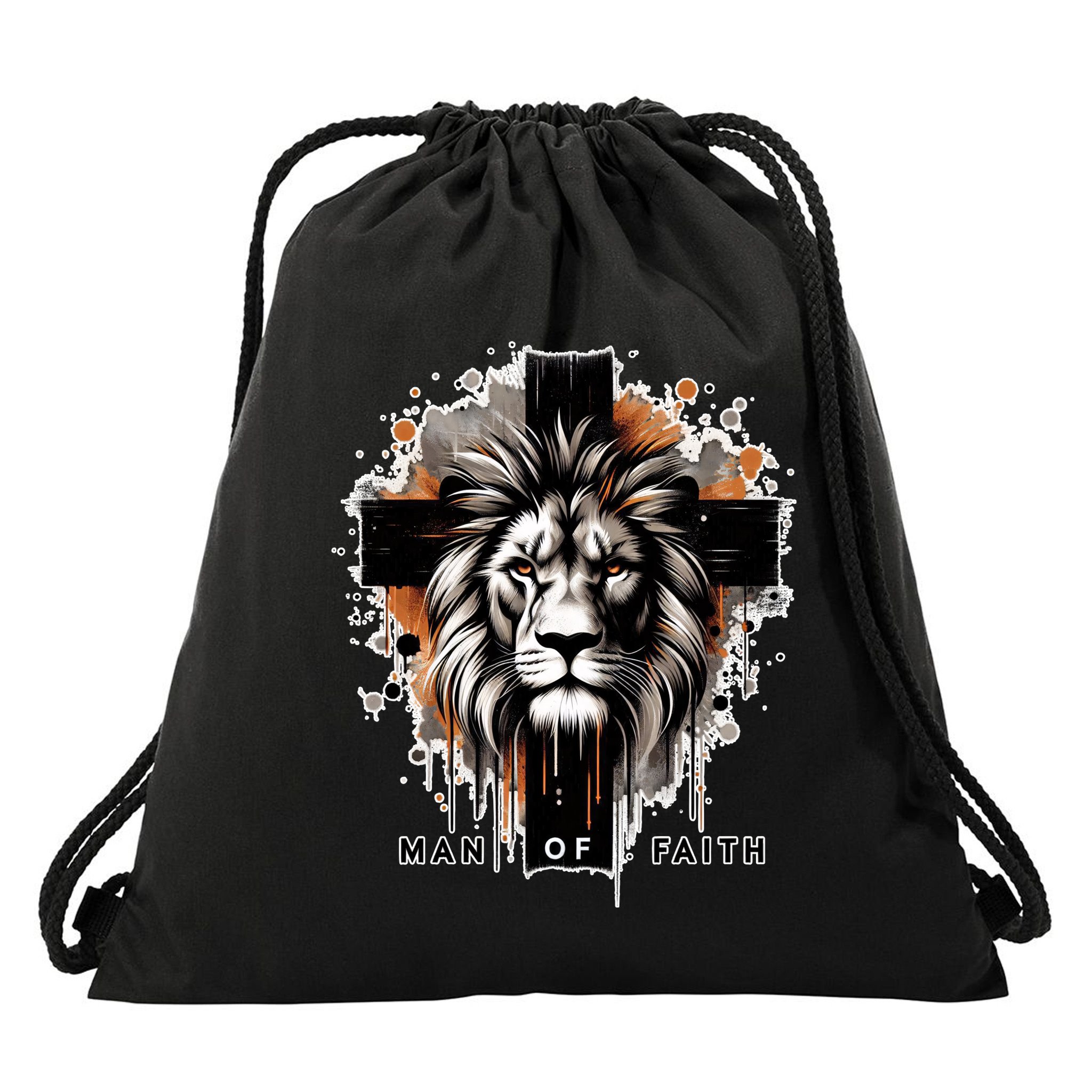 Man Of Faith Lion Of Juda Jesus Christ Cross Christian Catholic Drawstring Bag