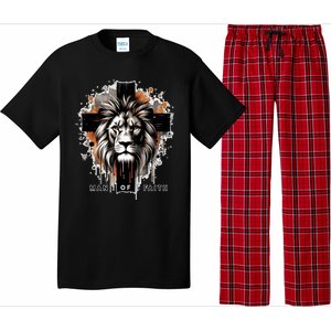 Man Of Faith Lion Of Juda Jesus Christ Cross Christian Catholic Pajama Set