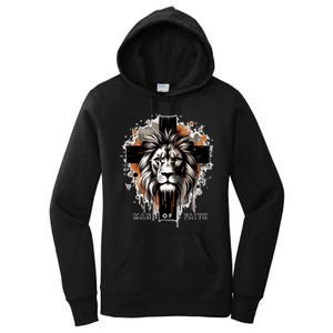 Man Of Faith Lion Of Juda Jesus Christ Cross Christian Catholic Women's Pullover Hoodie