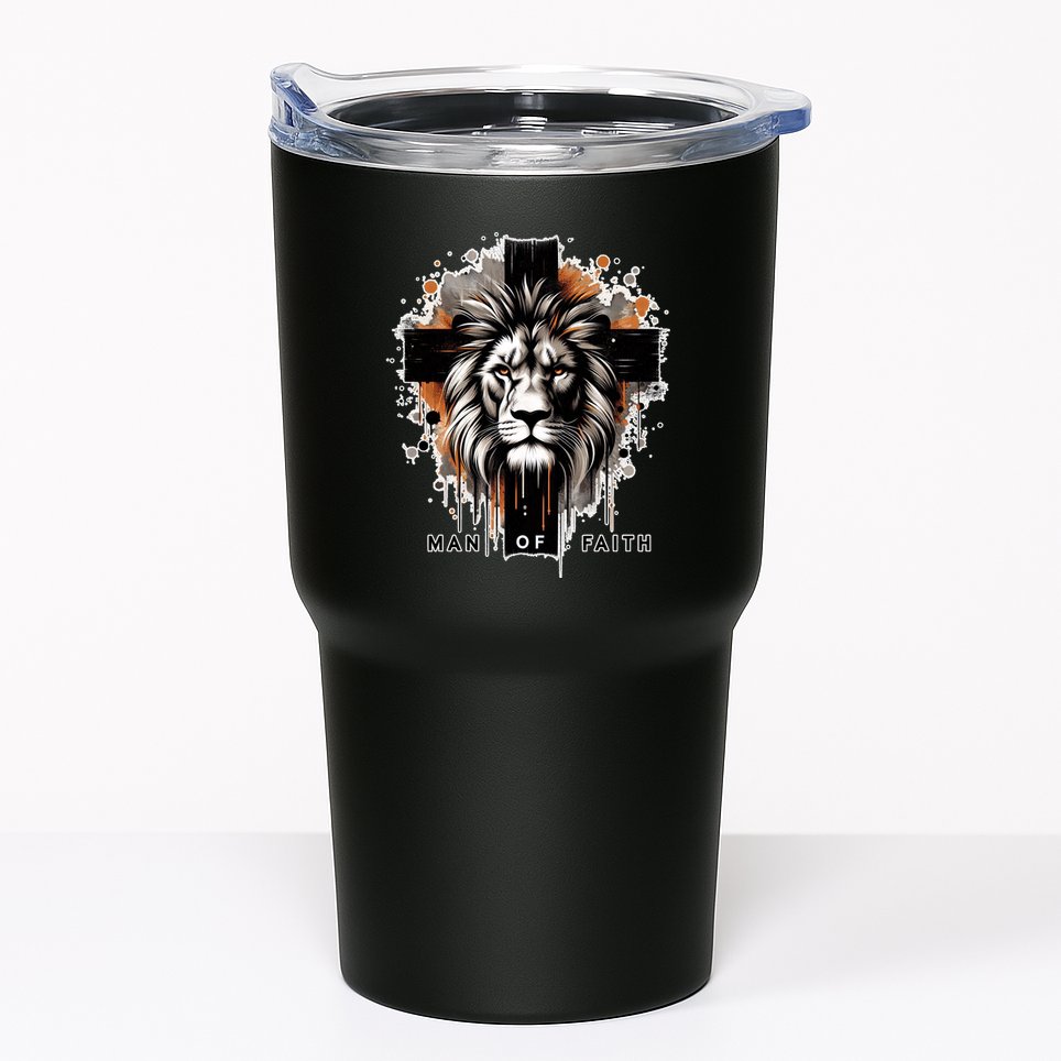 Man Of Faith Lion Of Juda Jesus Christ Cross Christian Catholic Tumbler