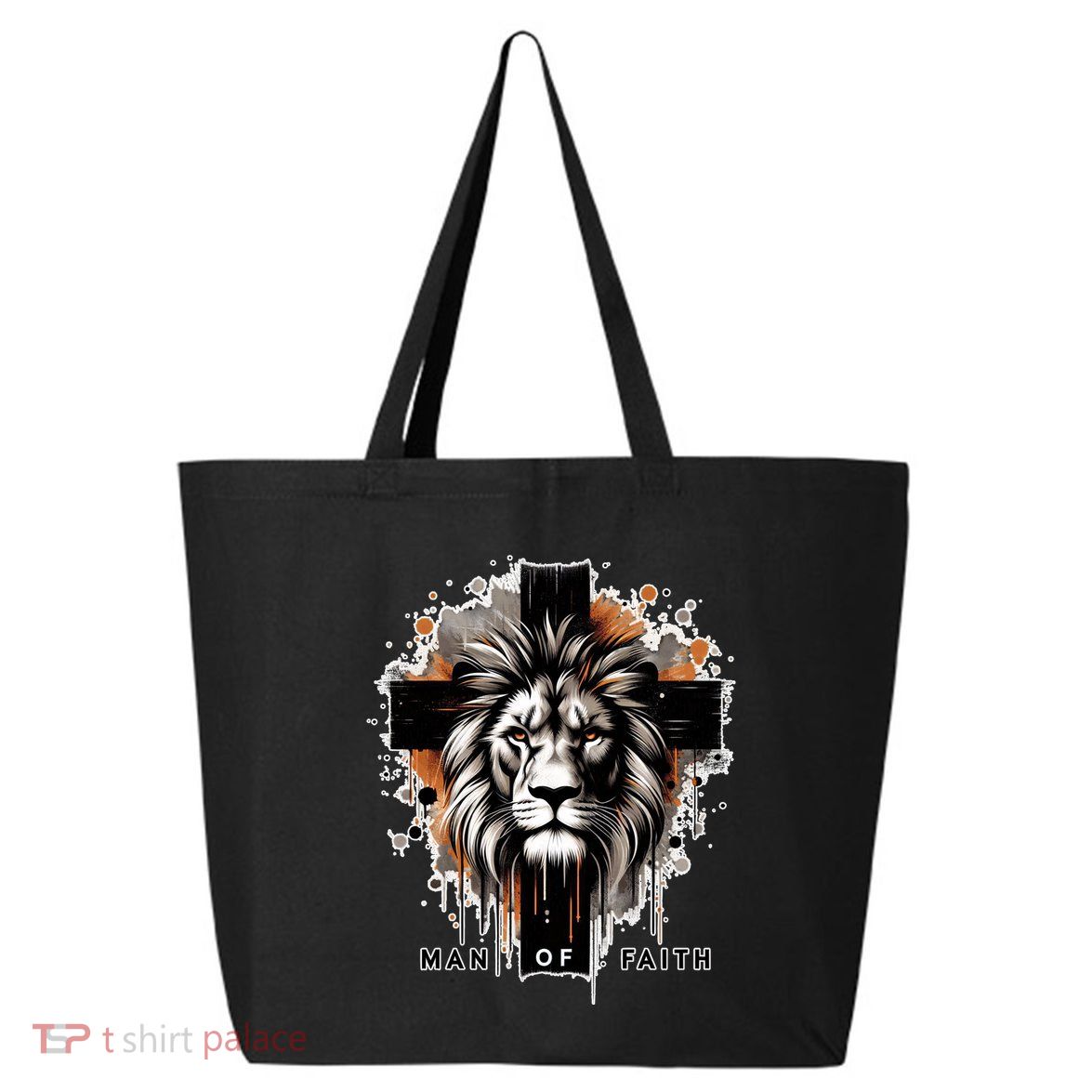 Man Of Faith Lion Of Juda Jesus Christ Cross Christian Catholic 25L Jumbo Tote