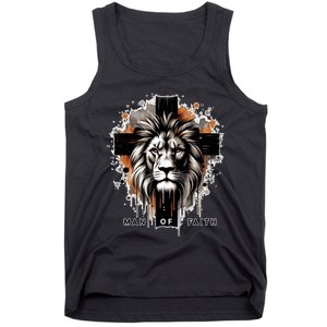 Man Of Faith Lion Of Juda Jesus Christ Cross Christian Catholic Tank Top