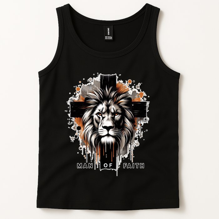 Man Of Faith Lion Of Juda Jesus Christ Cross Christian Catholic Tank Top