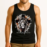 Man Of Faith Lion Of Juda Jesus Christ Cross Christian Catholic Tank Top