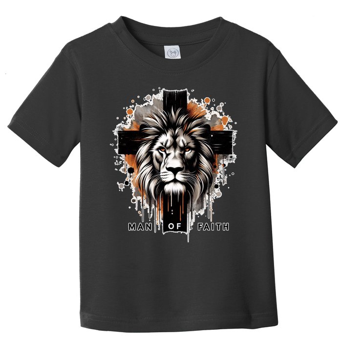 Man Of Faith Lion Of Juda Jesus Christ Cross Christian Catholic Toddler T-Shirt