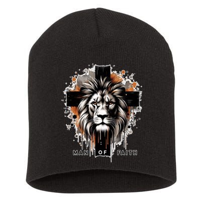 Man Of Faith Lion Of Juda Jesus Christ Cross Christian Catholic Short Acrylic Beanie