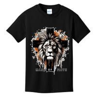 Man Of Faith Lion Of Juda Jesus Christ Cross Christian Catholic Kids T-Shirt