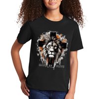 Man Of Faith Lion Of Juda Jesus Christ Cross Christian Catholic Kids T-Shirt