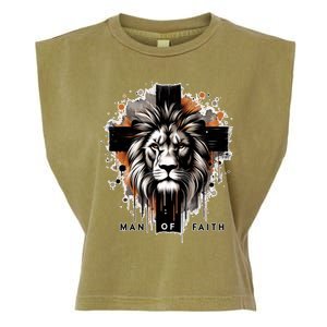 Man Of Faith Lion Of Juda Jesus Christ Cross Christian Catholic Garment-Dyed Women's Muscle Tee