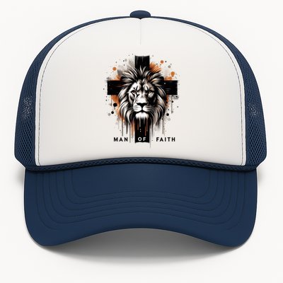 Man Of Faith Lion Of Juda Jesus Christ Cross Christian Catholic Trucker Hat