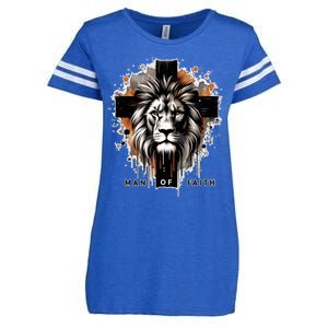 Man Of Faith Lion Of Juda Jesus Christ Cross Christian Catholic Enza Ladies Jersey Football T-Shirt